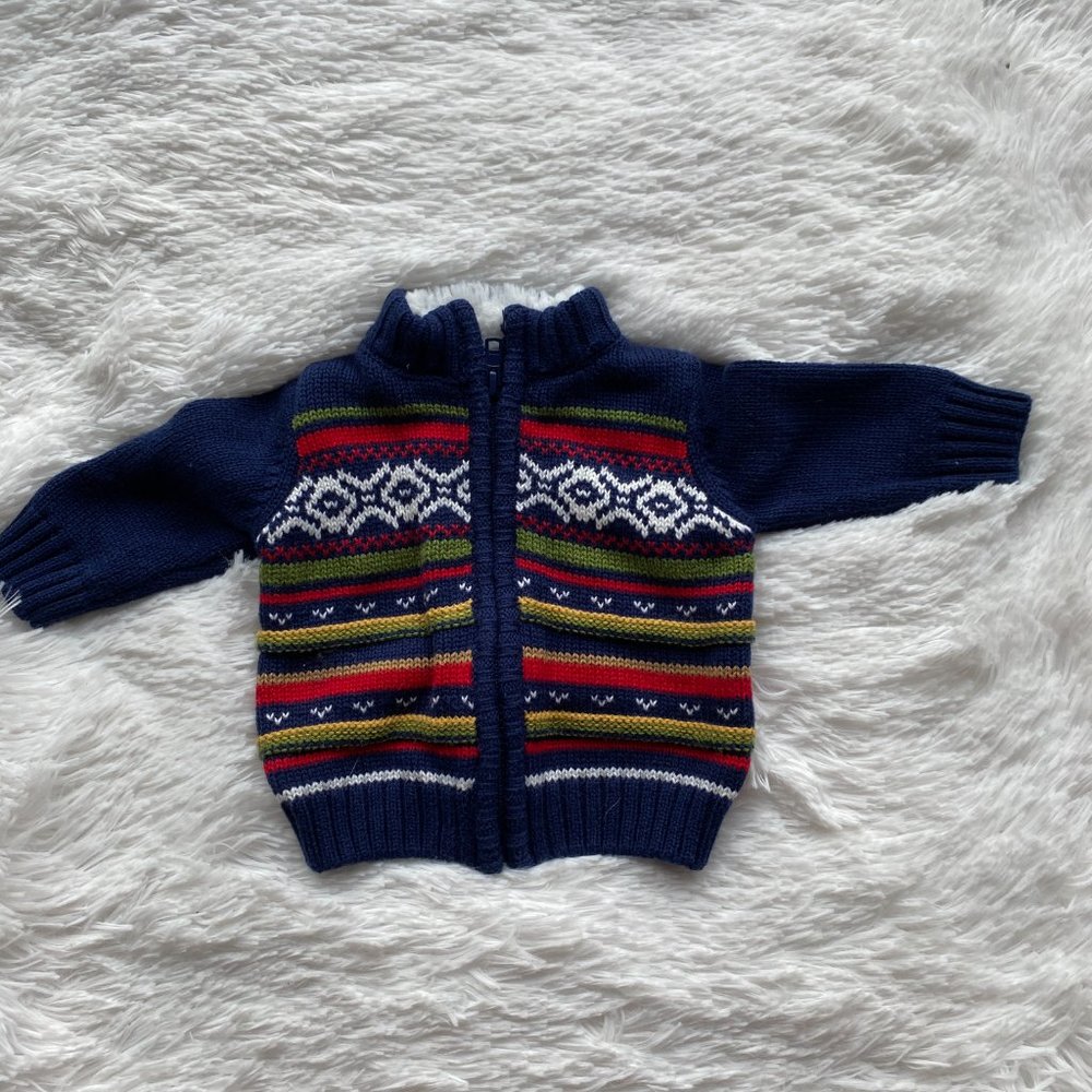 GYMBOREE Blue Red Full Zip Sweater 0-3 Months